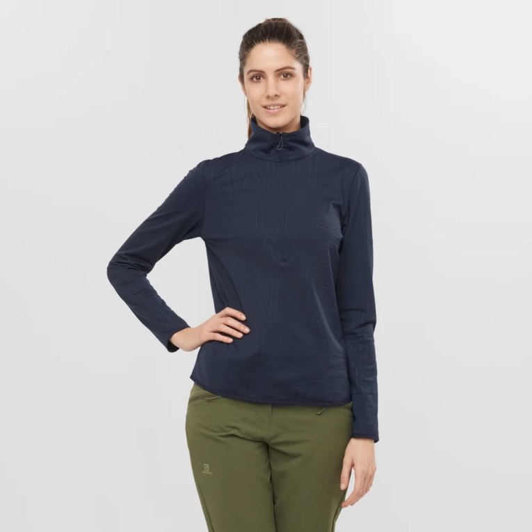 Dámské Bundy Salomon Essential Lightwarm Half Zip Tmavě Blankyt | CZ 58MVPSJ